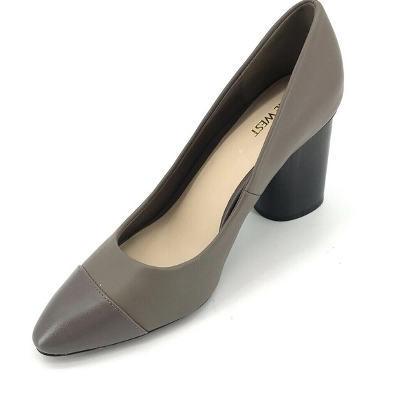 NEW Nine West Citabello Taupe Cap Toe Block Heels Size 10 - Picture 1 of 11